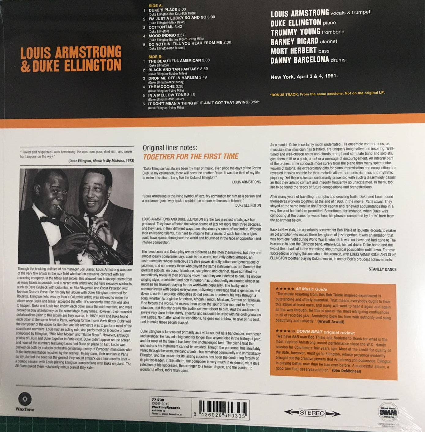 LP  Louis Armstrong AND Duke Ellington – The Great Summit
