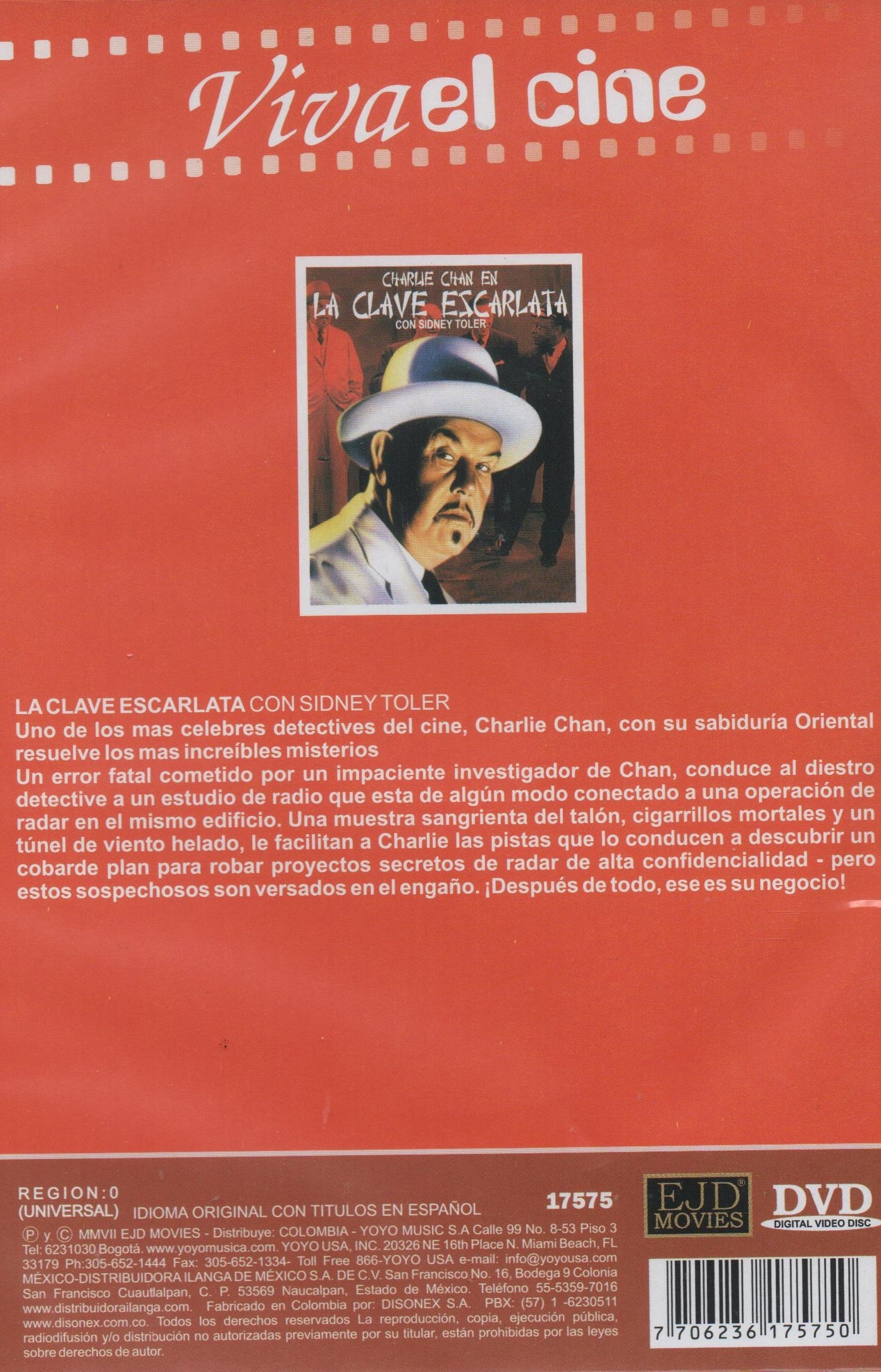 DVD La clave escarlata - Charlie chan - Sidney toler