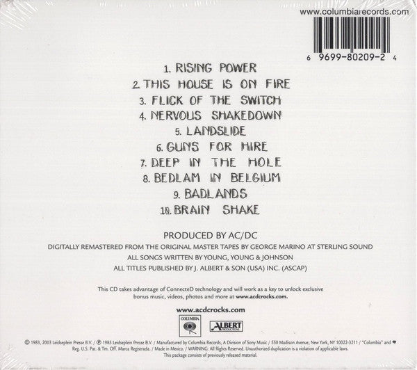 CD AC/DC ‎– Flick Of The Switch