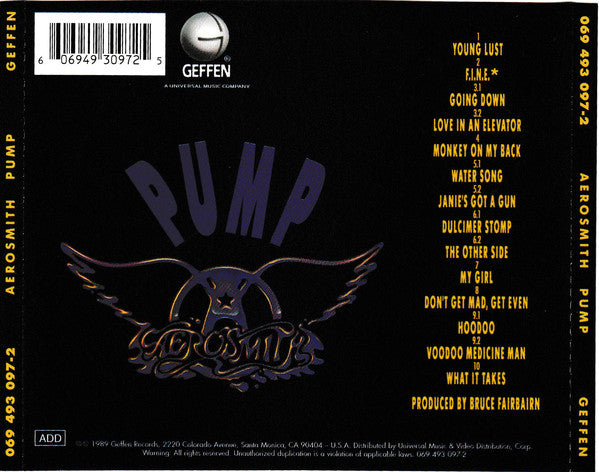 CD Aerosmith ‎– Pump
