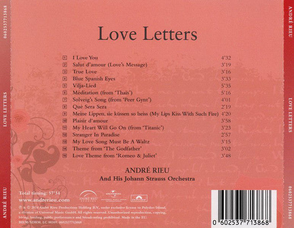 CD André Rieu And His Johann Strauss Orchestra ‎– Love Letters