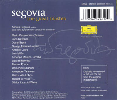 CDX2 Andrés Segovia ‎– The Great Master