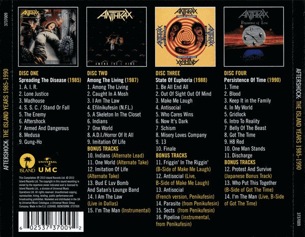CDX4 Anthrax ‎– Aftershock (The Island Years 1985-1990)