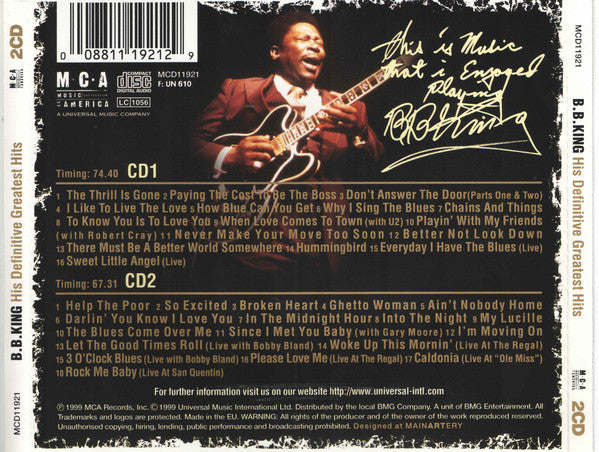 CD X2 B.B. King ‎– His Definitive Greatest Hits