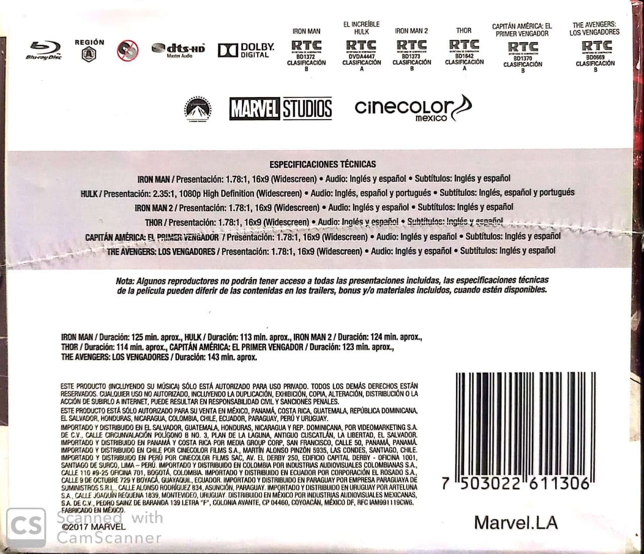 Blu-Ray Cinematic Universe Pack - Fase 1