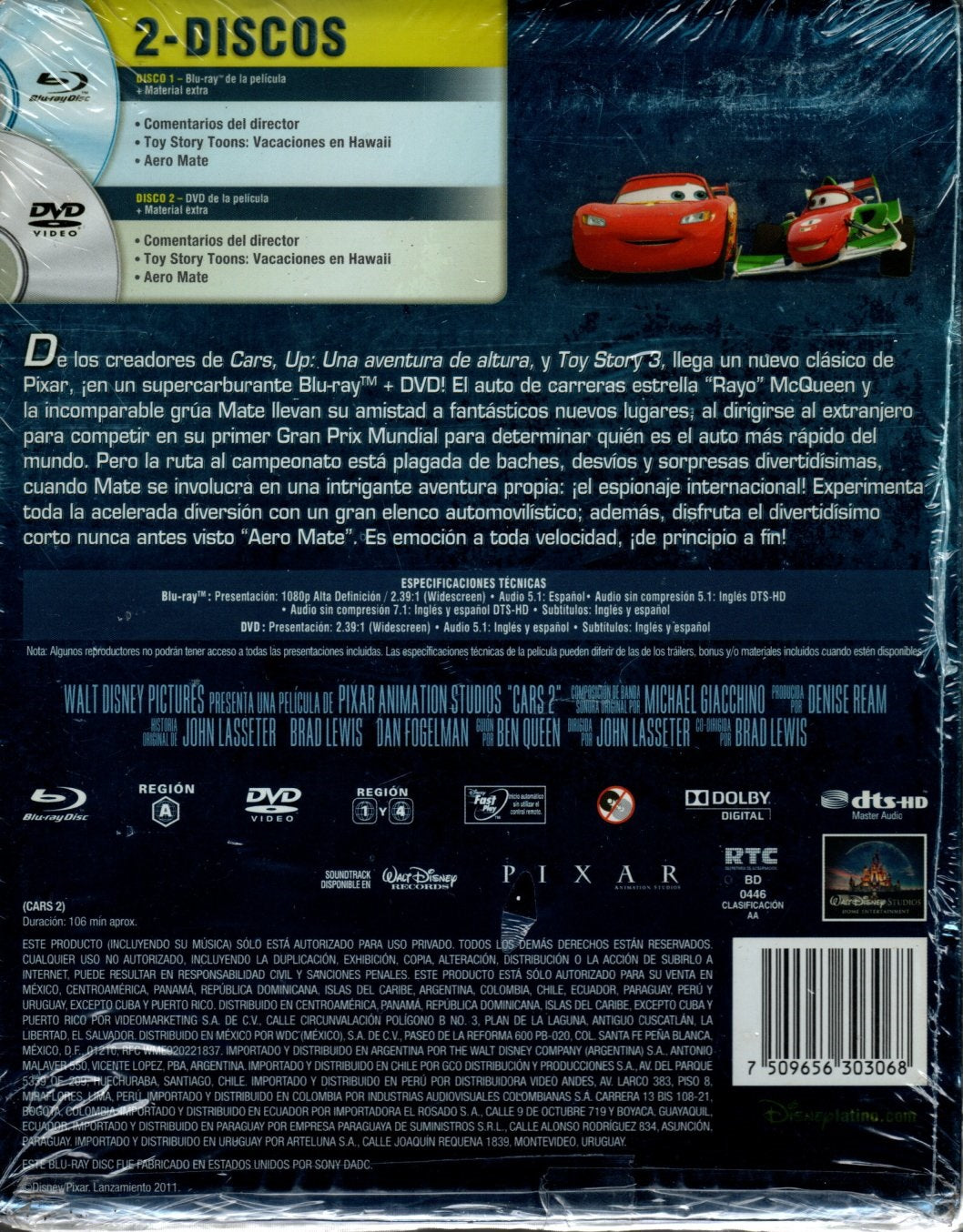 BLU-RAY+DVD Cars 2