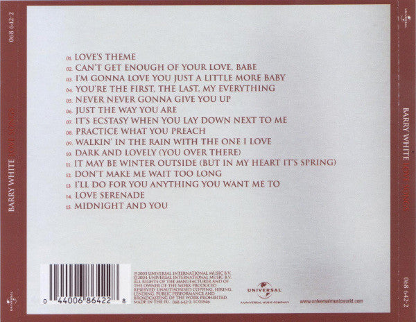 CD Barry White ‎– Love Songs