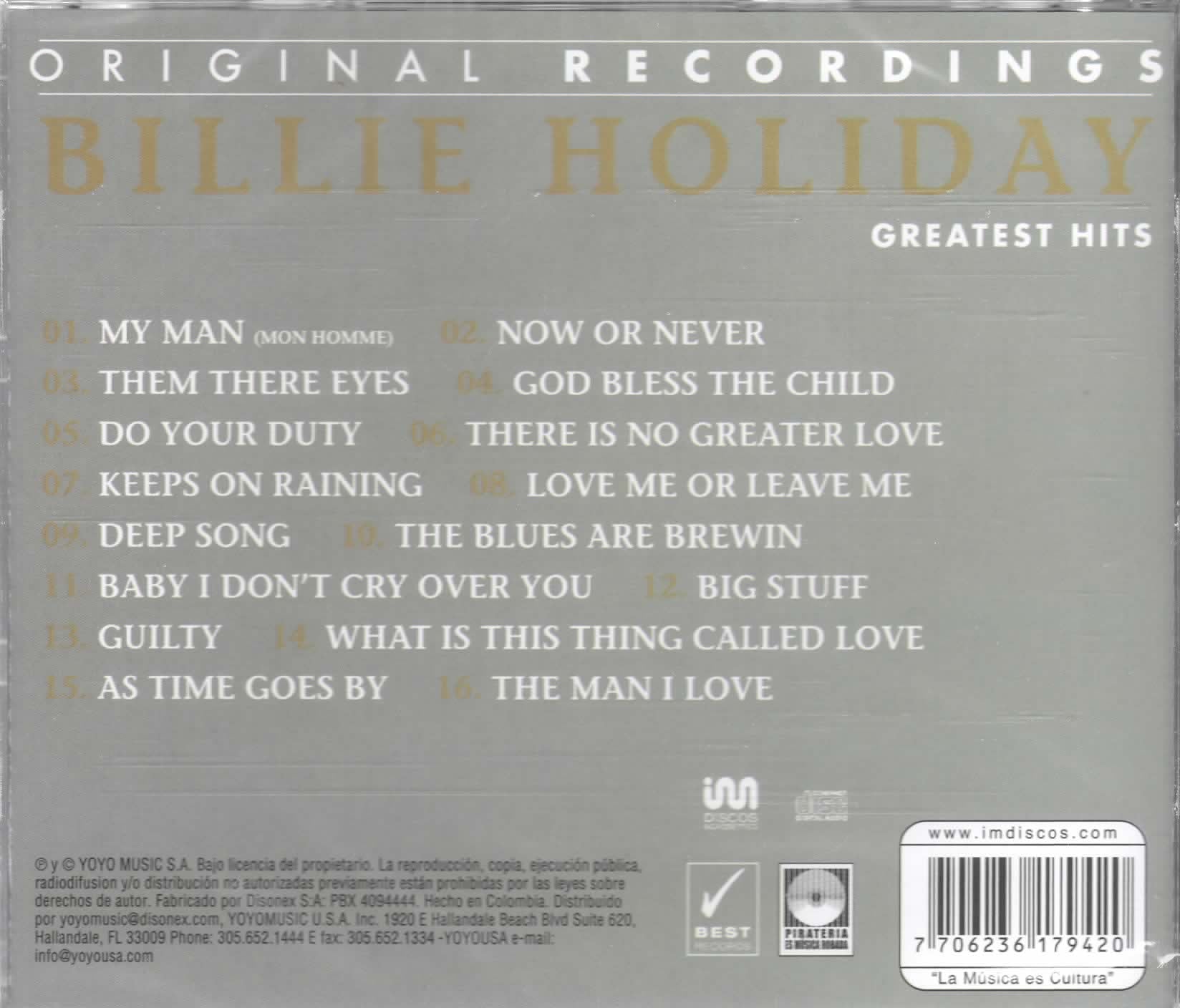 CD Billie Holiday ‎– Greatest Hits