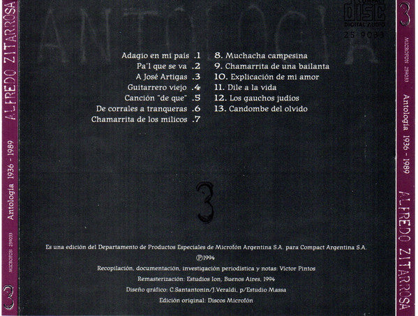 CD Alfredo Zitarrosa - Antología 1936 - 1989