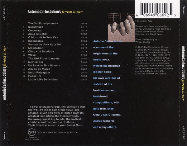 CD Antonio Carlos Jobim ‎– Antonio Carlos Jobim's Finest Hour