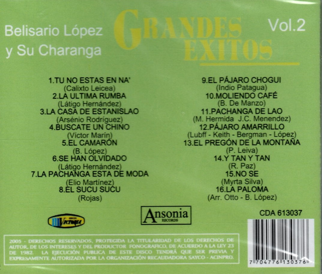 CD Belisario López Y Su Charanga - Grandes Éxitos Vol.2