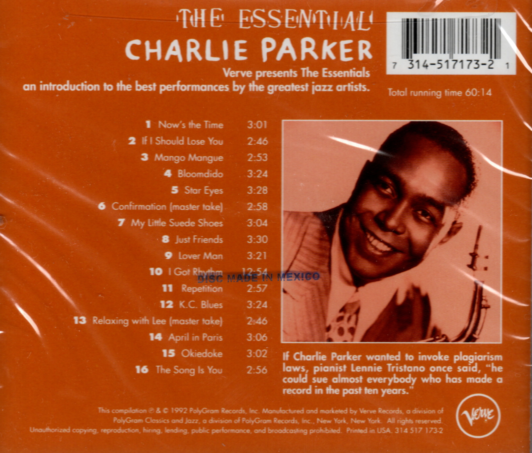 CD Charlie Parker ‎– The Essential Charlie Parker
