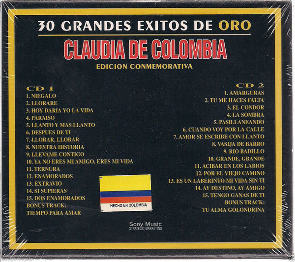 CD x2 Claudia de Colombia - 30 grandes éxitos de oro