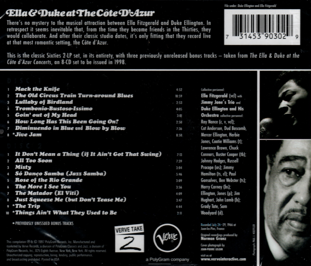 CD Ella Fitzgerald / Duke Ellington And His Orchestra ‎– Ella & Duke At The Côte D'Azur