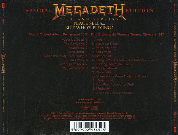 CD Megadeth 25th Anniversary - Peace Sells But Who's Buying