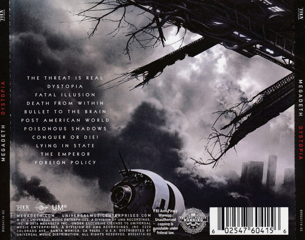 CD Megadeth ‎– Dystopia