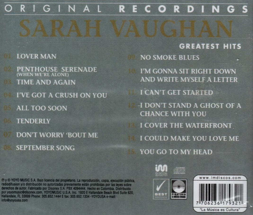 CD Sarah Vaughan - Greatest Hits