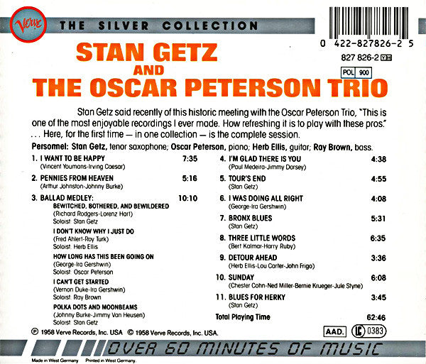 CD Stan Getz And The Oscar Peterson Trio – Stan Getz And The Oscar Peterson Trio