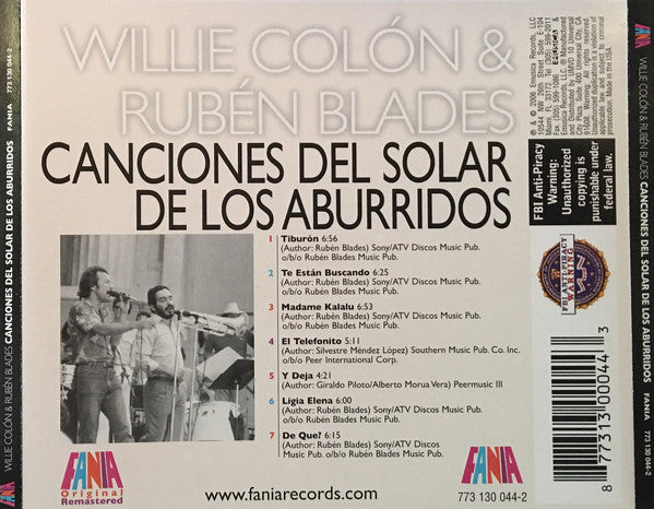 CD Willie Colon, Ruben Blades - Canciones Del Solar De Los Aburridos