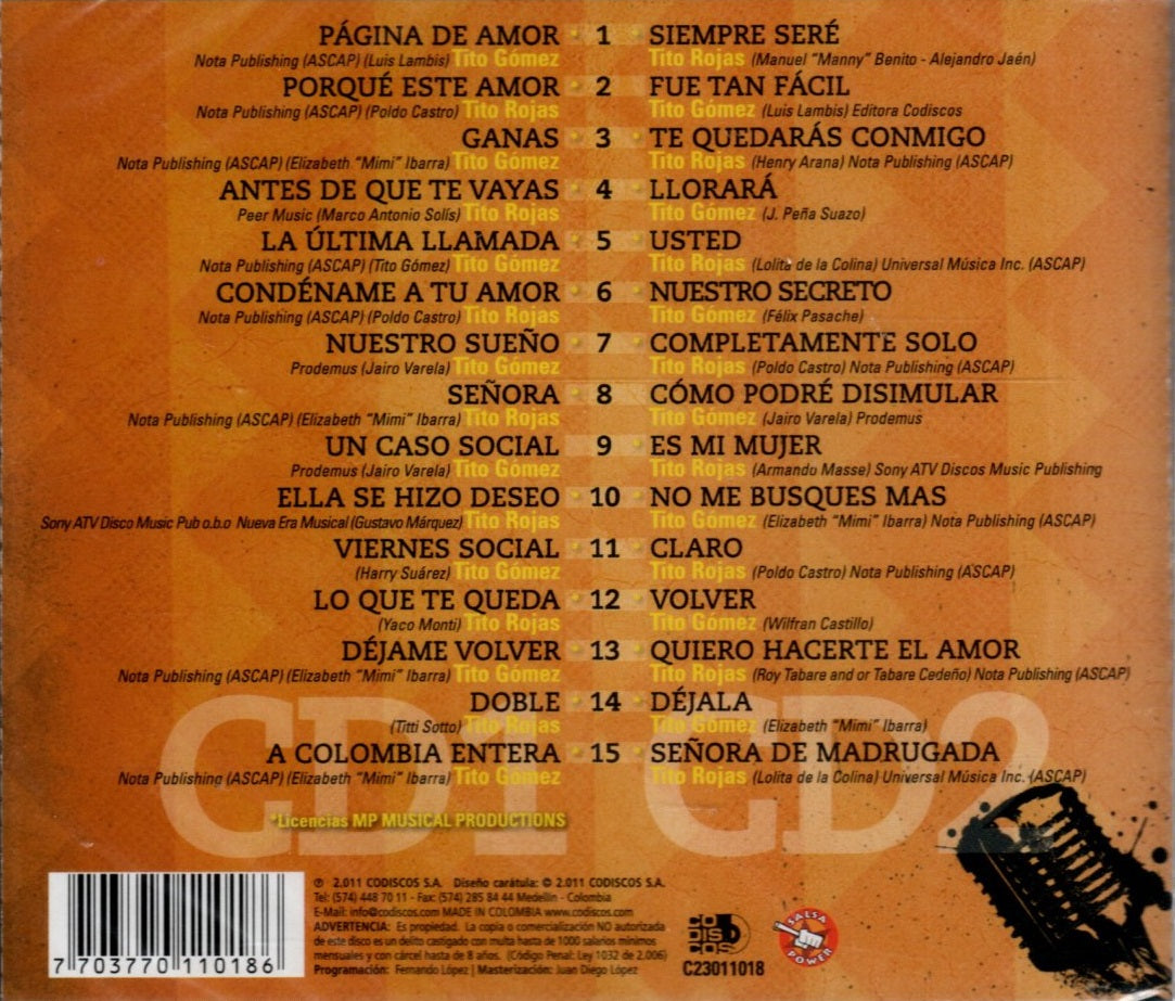 CD X2 De Tito Gómez A Tito Rojas