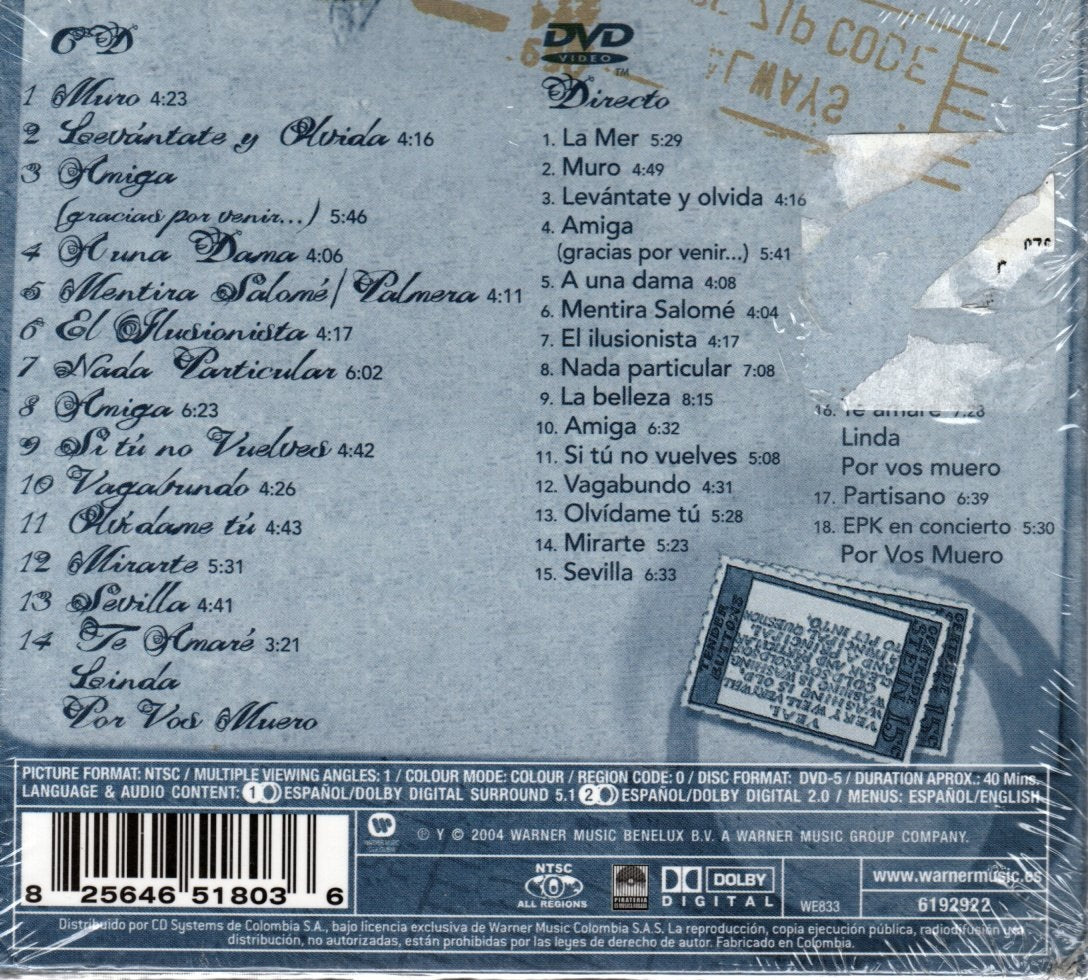 CD + DVD Miguel Bosé - Por Vos Muero