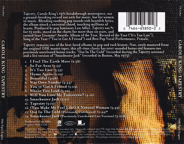 CD Carole King ‎– Tapestry