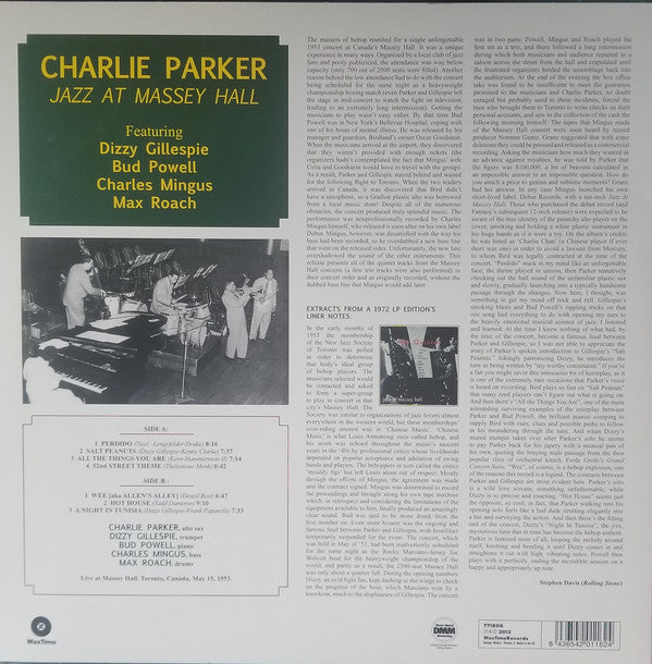 LP Charlie Parker Featuring Dizzy Gillespie, Bud Powell, Charles Mingus, Max Roach – Jazz At Massey Hall