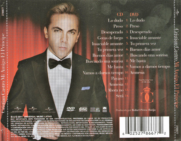CD + DVD  Cristian Castro ‎– Mi amigo el príncipe