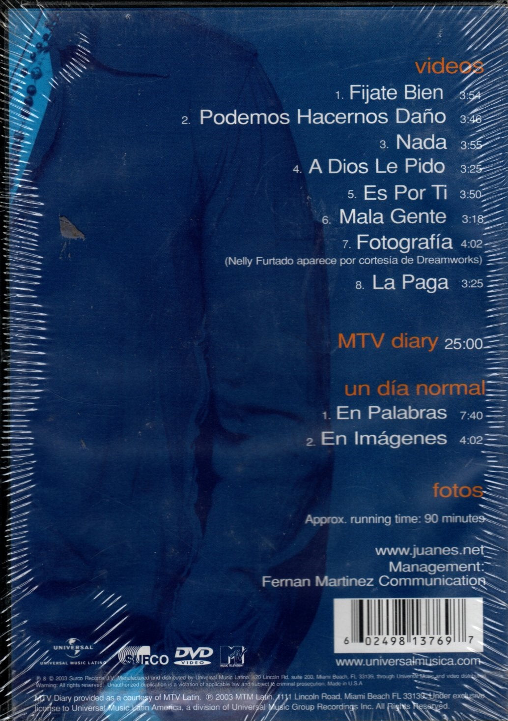 DVD Juanes ‎– El Diario De