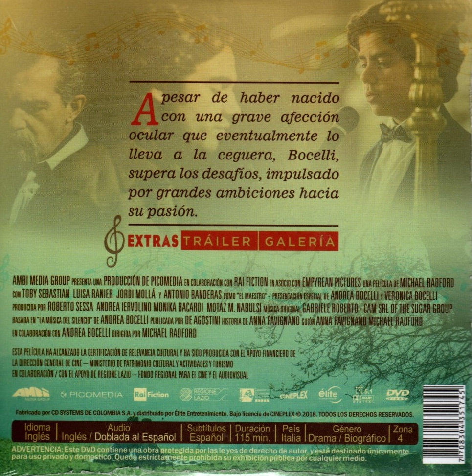 DVD La música del silencio (La inolvidable historia de Andrea Bocelli) - Michael Radford