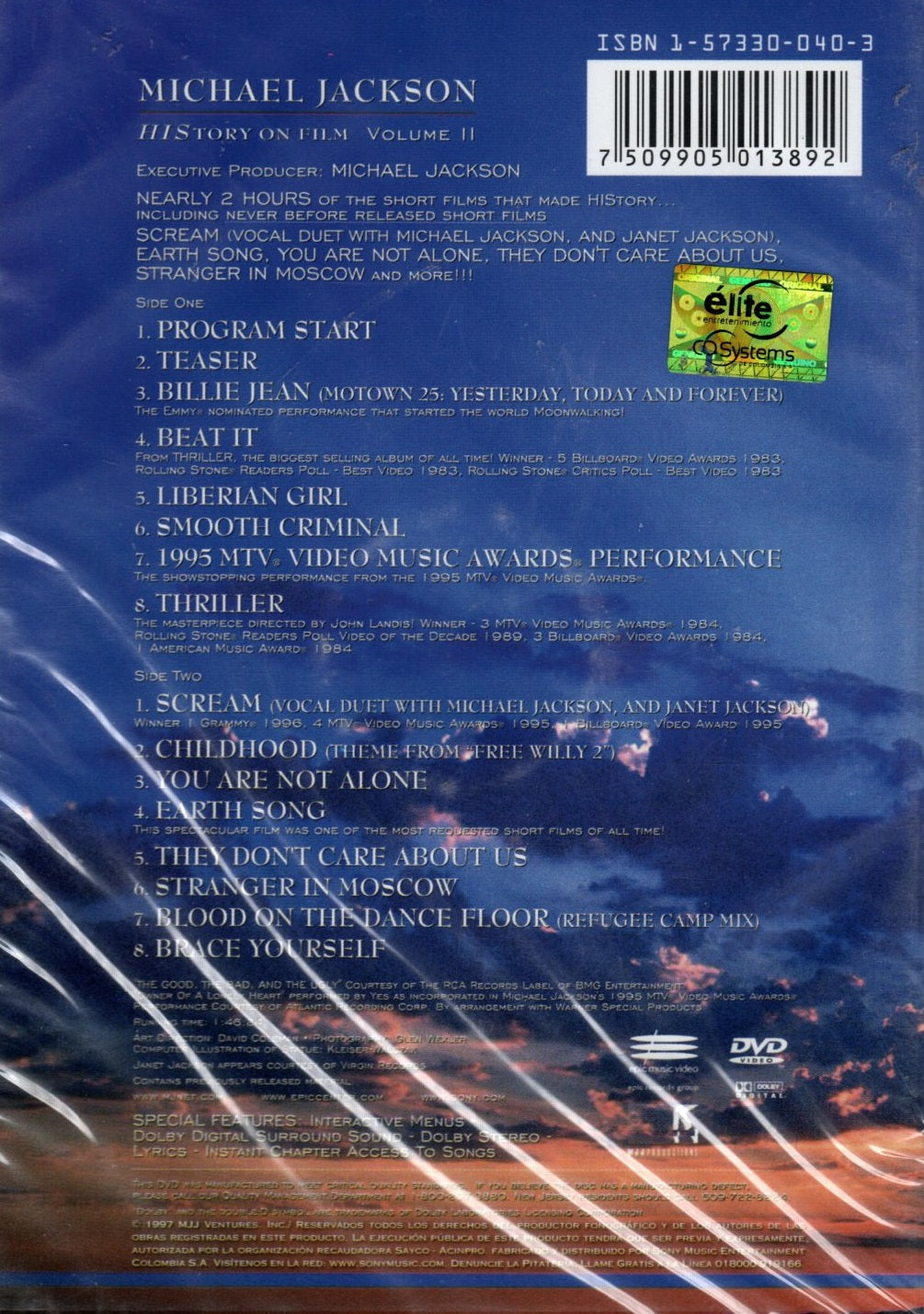 DVD Michael Jackson ‎–History On Film (Volume II)