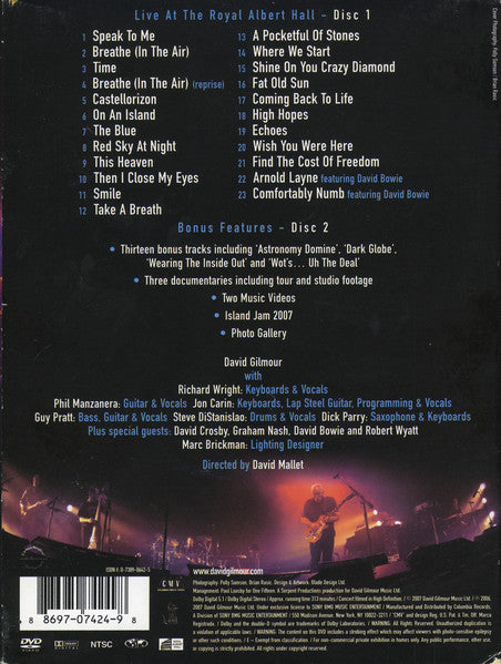 DVD David Gilmour – Remember That Night (Live At The Royal Albert Hall)