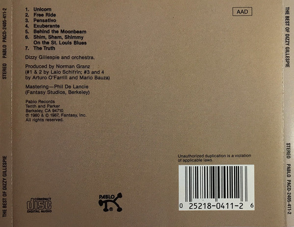 CD Dizzy Gillespie ‎– The Best Of Dizzy Gillespie