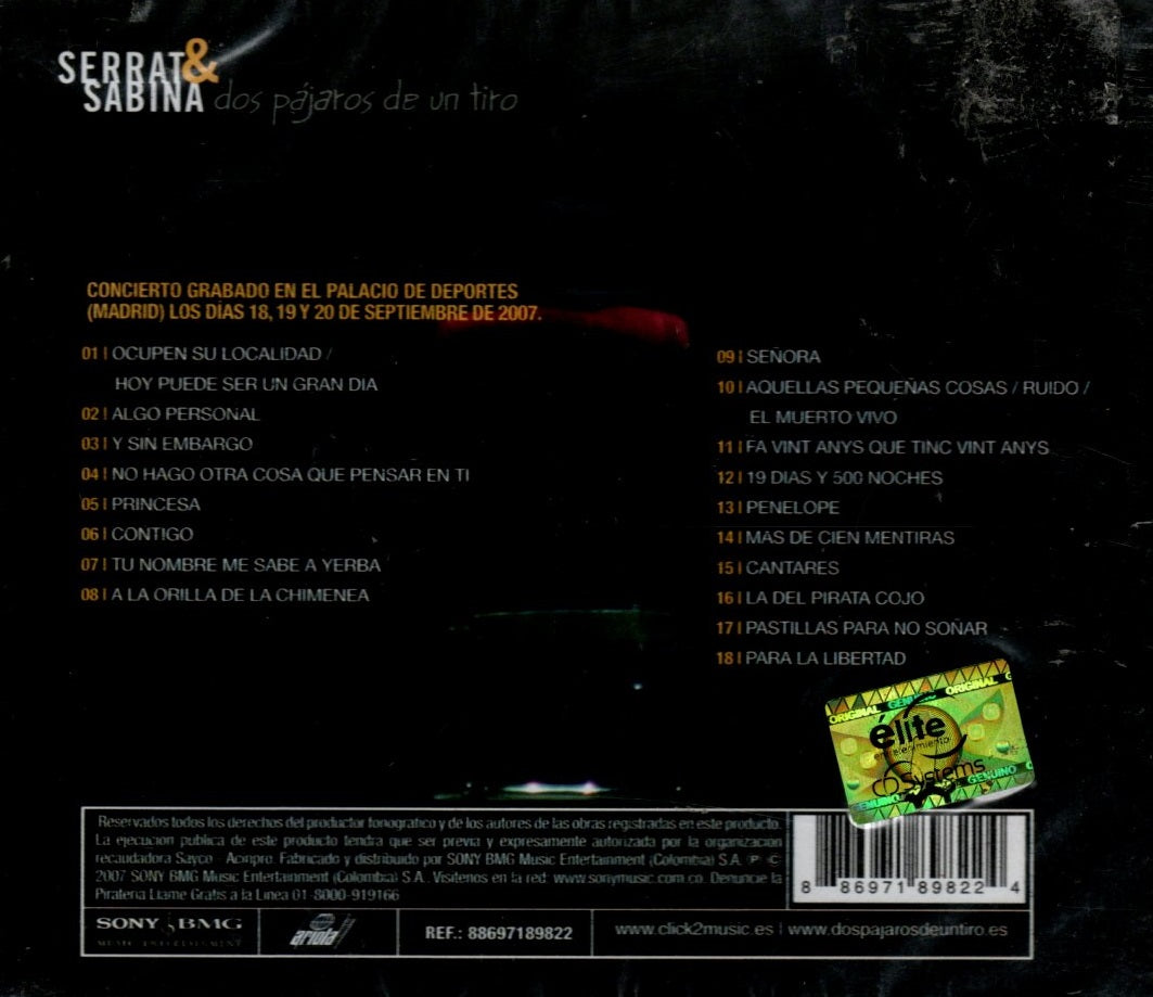CD  Serrat & Sabina – Dos Pájaros De Un Tiro