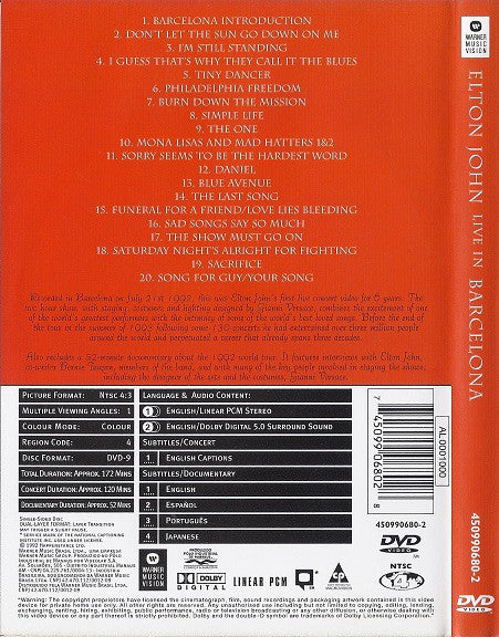 ELTON JOHN ‎– LIVE IN BARCELONA / DVD