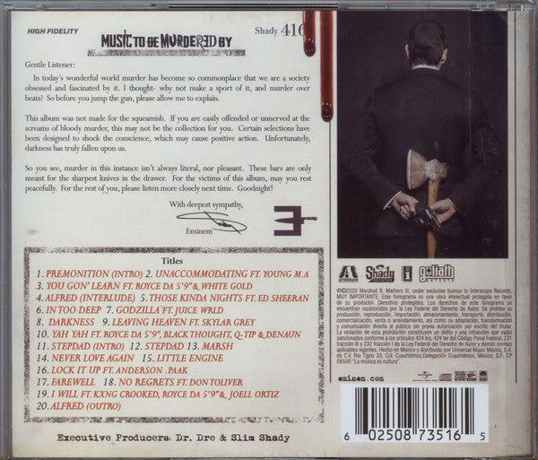 CD Eminem, Slim Shady ‎– Music To Be Murdered By