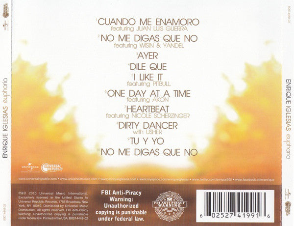CD Enrique Iglesias ‎– Euphoria