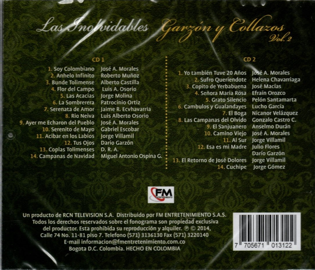CD X2 Garzón y Collazos - Los Inolvidables Vol 2