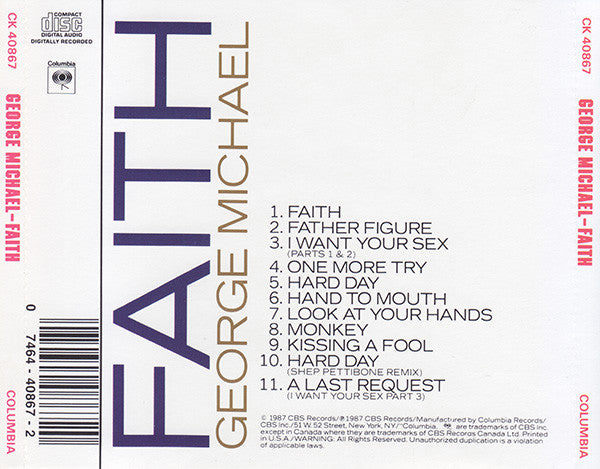CD George Michael ‎– Faith
