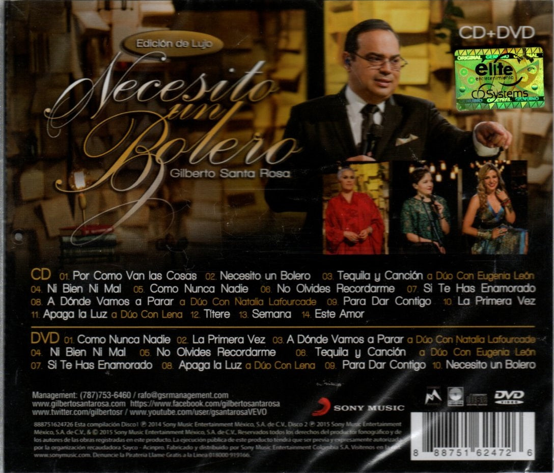 CD + DVD Gilberto Santa Rosa – Necesito Un Bolero