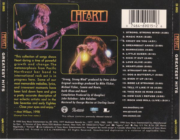 CD Heart ‎– Greatest Hits