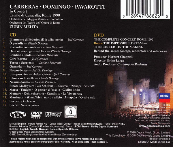 CD + DVD Carreras, Domingo, Pavarotti*, Mehta – In Concert 25th Anniversary Edition CD + DVD