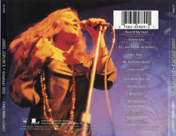 CD Janis Joplin ‎– Janis Joplin's Greatest Hits