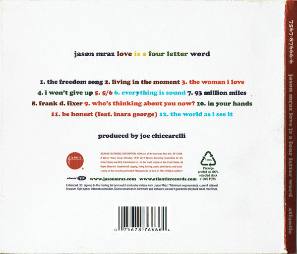 CD Jason Mraz ‎– Love Is A Four Letter Word
