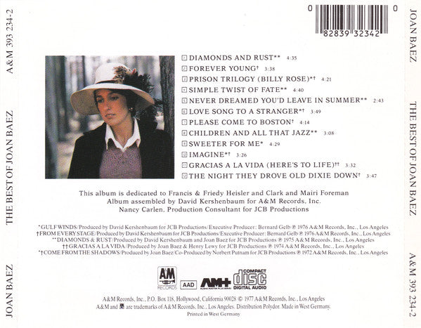 CD Joan Baez ‎– The Best Of Joan C. Baez