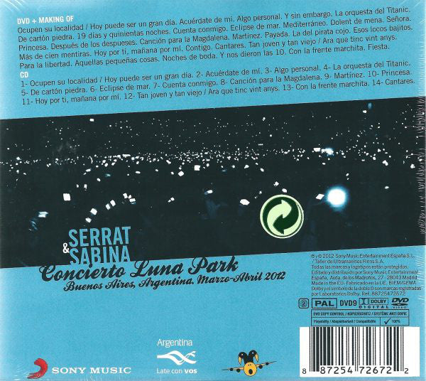 DVD + CD Joan Manuel Serrat, Joaquín Sabina ‎– Serrat & Sabina En El Luna Park