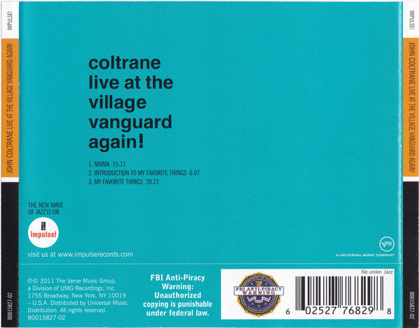 CD John Coltrane ‎– Live At The Village Vanguard Again!
