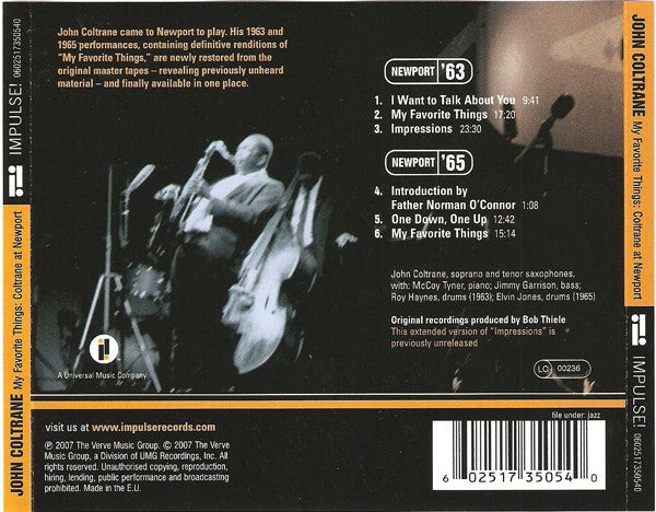 CD John Coltrane ‎– My Favorite Things: Coltrane At Newport
