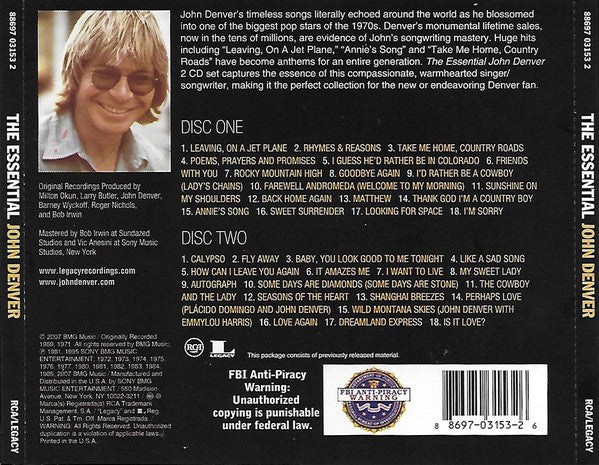 CD X2 John Denver ‎– The Essential John Denver