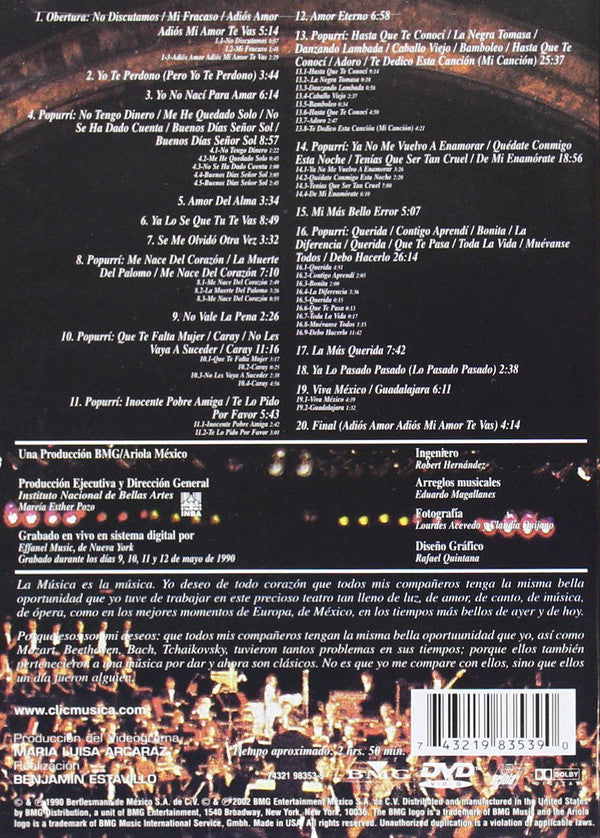 DVD Juan Gabriel ‎– En El Palacio De Bellas Artes
